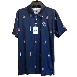 GasHouse Golf Mens Small Polo Shirt Blue Performance Drinking Cocktail Party New
